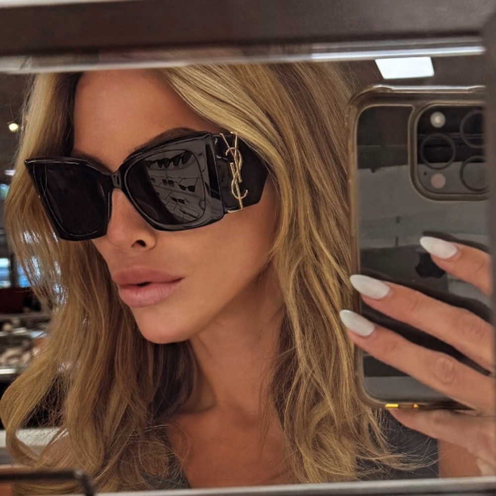 Saint Laurent monogram acetate 54MM Blaze rectangular sunglasses like new